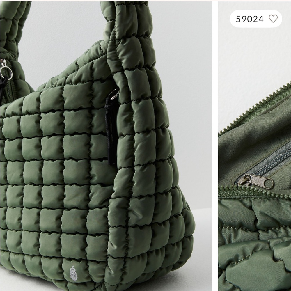 Free People Quilted Carryall bag in washed sage. In excellent condition!!